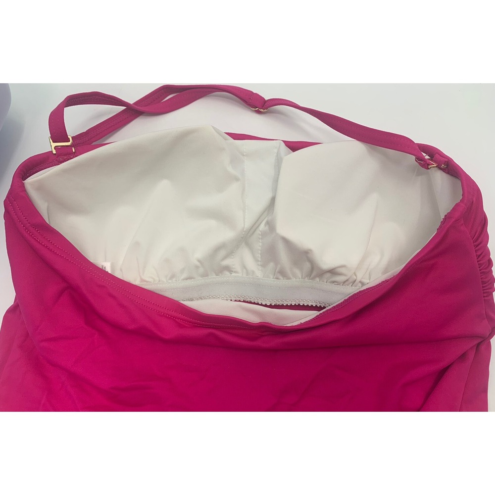 Michael Kors Tankini Top Swimsuit Size Medium Pink Logo Padded Shelf Bra - Picture 4 of 5